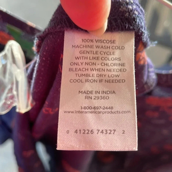 Dip Dark Blue Coral Floral Medallion Long Sleeved Blouse - Picture 8 of 10